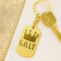 GOAT Greatest of All Time Engraved Dog Tag Keychain Stainless Steel or 18k Gold-Express Your Love Gifts