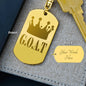 GOAT Greatest of All Time Engraved Dog Tag Keychain Stainless Steel or 18k Gold-Express Your Love Gifts