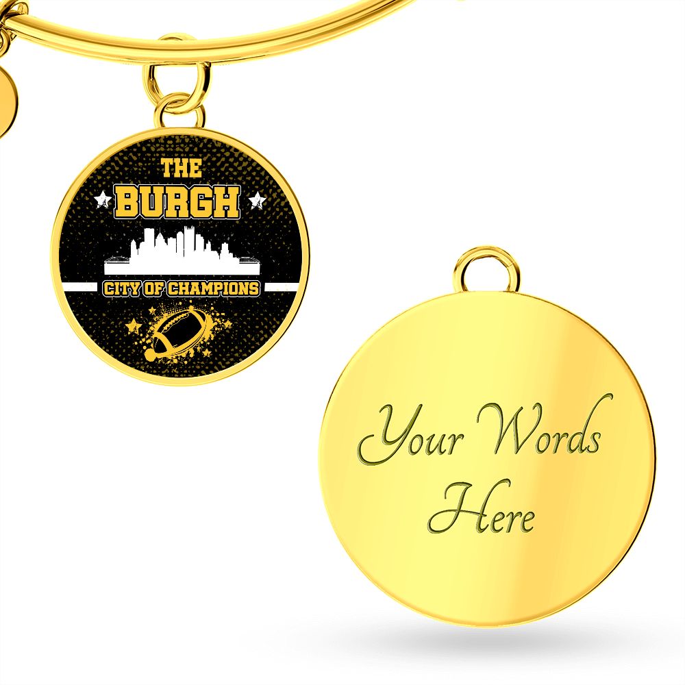 Burgh City of Champions Bracelet Stainless Steel or 18k Gold Circle Bangle-Express Your Love Gifts