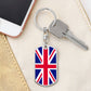 UK Flag Stainless Steel or 18k Gold Premium Swivel Dog Tag Keychain-Express Your Love Gifts
