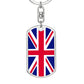 UK Flag Stainless Steel or 18k Gold Premium Swivel Dog Tag Keychain-Express Your Love Gifts