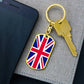 UK Flag Stainless Steel or 18k Gold Premium Swivel Dog Tag Keychain-Express Your Love Gifts