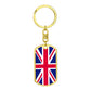 UK Flag Stainless Steel or 18k Gold Premium Swivel Dog Tag Keychain-Express Your Love Gifts
