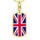 UK Flag Stainless Steel or 18k Gold Premium Swivel Dog Tag Keychain-Express Your Love Gifts