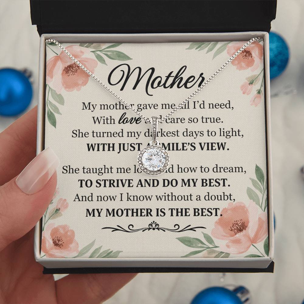 To Mom With Just a Smile's View Message Card Eternal Hope Necklace-Express Your Love Gifts