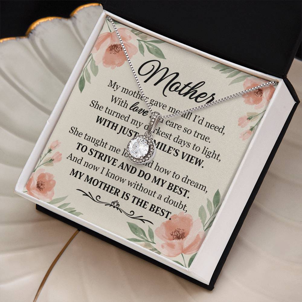 To Mom With Just a Smile's View Message Card Eternal Hope Necklace-Express Your Love Gifts