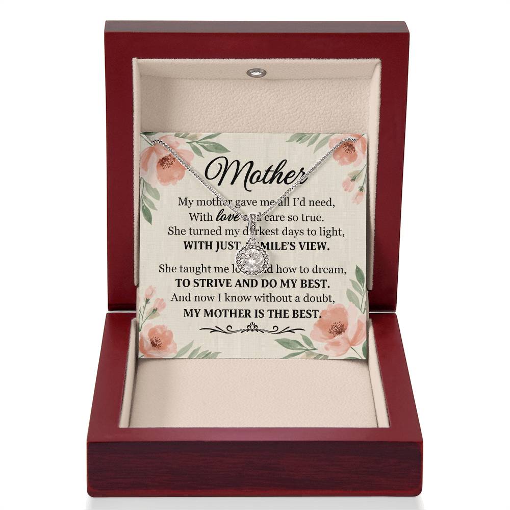 To Mom With Just a Smile's View Message Card Eternal Hope Necklace-Express Your Love Gifts