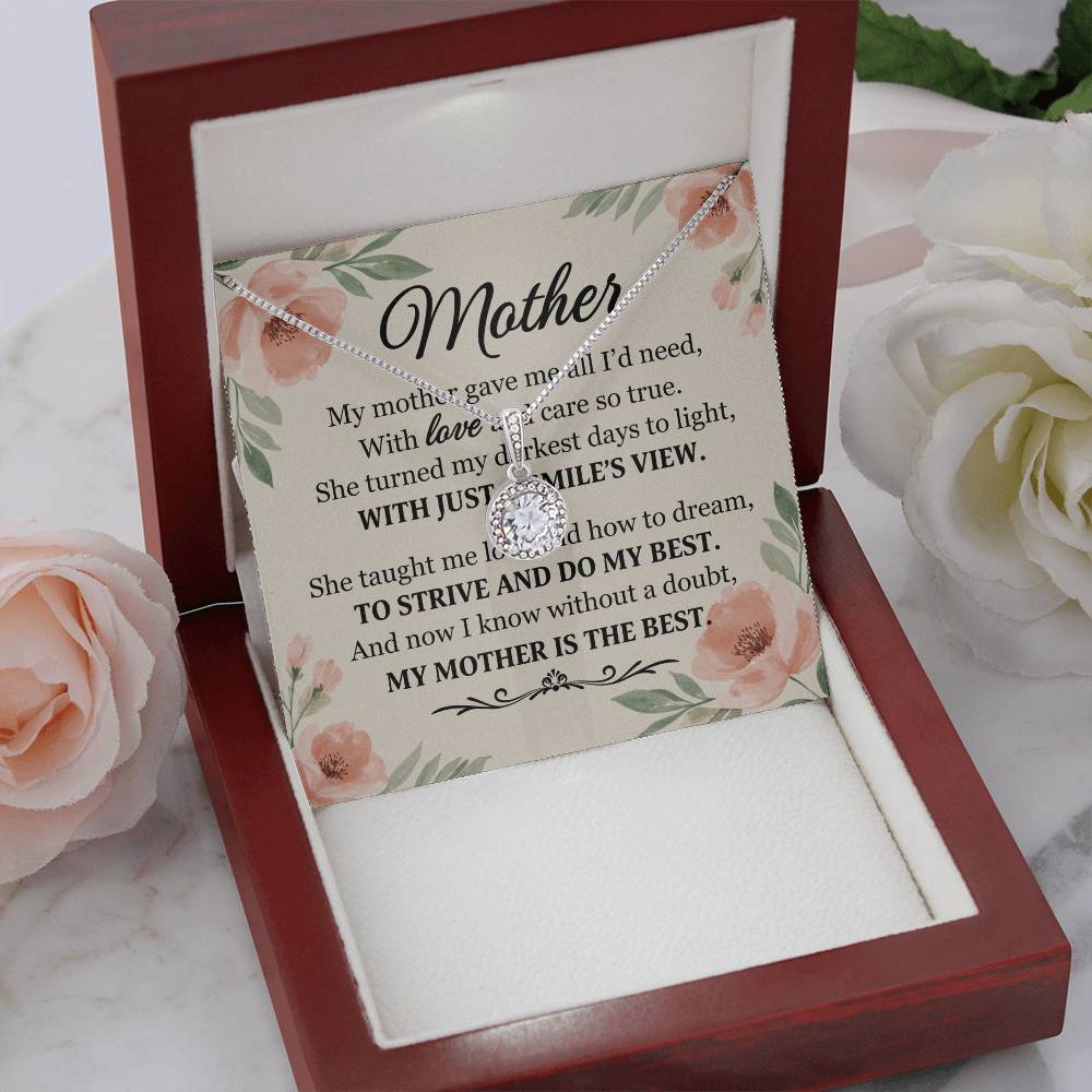 To Mom With Just a Smile's View Message Card Eternal Hope Necklace-Express Your Love Gifts
