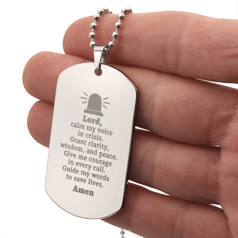 Dispatcher's Prayer Engraved Dog Tag Necklace Stainless Steel or 18k Gold w 24" Chain-Express Your Love Gifts