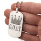 GOAT Greatest of All Time Engraved Dog Tag Necklace Stainless Steel or 18k Gold w 24" Chain-Express Your Love Gifts