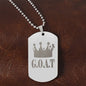 GOAT Greatest of All Time Engraved Dog Tag Necklace Stainless Steel or 18k Gold w 24" Chain-Express Your Love Gifts