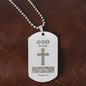 God is My Protection Psalm 91 Engraved Dog Tag Necklace Stainless Steel or 18k Gold w 24" Chain-Express Your Love Gifts