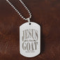 Jesus is the GOAT Matthew 28.18 Engraved Dog Tag Necklace Stainless Steel or 18k Gold w 24" Chain-Express Your Love Gifts