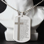 Lords Prayer Spanish Padre Nuestro Engraved Dog Tag Necklace Stainless Steel or 18k Gold w 24" Chain-Express Your Love Gifts