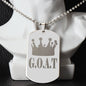 GOAT Greatest of All Time Engraved Dog Tag Necklace Stainless Steel or 18k Gold w 24" Chain-Express Your Love Gifts
