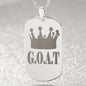 GOAT Greatest of All Time Engraved Dog Tag Necklace Stainless Steel or 18k Gold w 24" Chain-Express Your Love Gifts