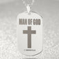 Man of God 1 Timothy 6.11 Engraved Dog Tag Necklace Stainless Steel or 18k Gold w 24" Chain-Express Your Love Gifts