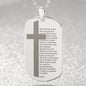 Lord's Prayer French Notre Père Dogtag Engraved Dog Tag Necklace Stainless Steel or 18k Gold w 24" Chain-Express Your Love Gifts