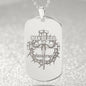Man of God Cross 1 Timothy 6.11 Engraved Dog Tag Necklace Stainless Steel or 18k Gold w 24" Chain-Express Your Love Gifts