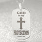 God is My Protection Psalm 91 Engraved Dog Tag Necklace Stainless Steel or 18k Gold w 24" Chain-Express Your Love Gifts