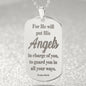 Angels Protect Psalm 91.11 Engraved Dog Tag Necklace Stainless Steel or 18k Gold w 24" Chain-Express Your Love Gifts
