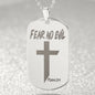 Fear No Evil Psalm 23.4 Engraved Dog Tag Necklace Stainless Steel or 18k Gold w 24" Chain-Express Your Love Gifts