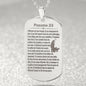 Psalm 23 French Psaume 23 Engraved Dog Tag Necklace Stainless Steel or 18k Gold w 24" Chain-Express Your Love Gifts