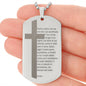 Lord's Prayer Italian Padre Nostro Engraved Dog Tag Necklace Stainless Steel or 18k Gold w 24" Chain-Express Your Love Gifts