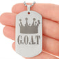 GOAT Greatest of All Time Engraved Dog Tag Necklace Stainless Steel or 18k Gold w 24" Chain-Express Your Love Gifts