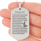 Psalm 23 Polish Psalm Dawida Engraved Dog Tag Necklace Stainless Steel or 18k Gold w 24" Chain-Express Your Love Gifts
