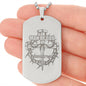 Man of God Cross 1 Timothy 6.11 Engraved Dog Tag Necklace Stainless Steel or 18k Gold w 24" Chain-Express Your Love Gifts