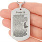 Psalm 23 German Engraved Dog Tag Necklace Stainless Steel or 18k Gold w 24" Chain-Express Your Love Gifts