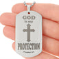God is My Protection Psalm 91 Engraved Dog Tag Necklace Stainless Steel or 18k Gold w 24" Chain-Express Your Love Gifts