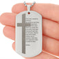 Lord's Prayer Russian Engraved Dog Tag Necklace Stainless Steel or 18k Gold w 24" Chain-Express Your Love Gifts