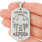 Psalm 91 Refuge Under His Wings Engraved Dog Tag Necklace Stainless Steel or 18k Gold w 24" Chain-Express Your Love Gifts