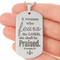 Proverbs 31 Woman of God Engraved Dog Tag Necklace Stainless Steel or 18k Gold w 24" Chain-Express Your Love Gifts