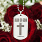 Man of God 1 Timothy 6.11 Engraved Dog Tag Necklace Stainless Steel or 18k Gold w 24" Chain-Express Your Love Gifts