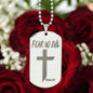 Fear No Evil Psalm 23.4 Engraved Dog Tag Necklace Stainless Steel or 18k Gold w 24" Chain-Express Your Love Gifts