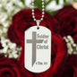 Soldier of Christ 2 Tim 2 3 Engraved Dog Tag Necklace Stainless Steel or 18k Gold w 24" Chain-Express Your Love Gifts