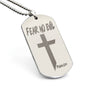 Fear No Evil Psalm 23.4 Engraved Dog Tag Necklace Stainless Steel or 18k Gold w 24" Chain-Express Your Love Gifts