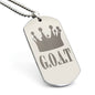 GOAT Greatest of All Time Engraved Dog Tag Necklace Stainless Steel or 18k Gold w 24" Chain-Express Your Love Gifts
