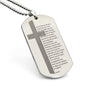 Lord's Prayer French Notre Père Dogtag Engraved Dog Tag Necklace Stainless Steel or 18k Gold w 24" Chain-Express Your Love Gifts