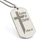 Soldier of Christ 2 Tim 2 3 Engraved Dog Tag Necklace Stainless Steel or 18k Gold w 24" Chain-Express Your Love Gifts