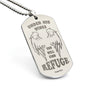 Psalm 91 Refuge Under His Wings Engraved Dog Tag Necklace Stainless Steel or 18k Gold w 24" Chain-Express Your Love Gifts