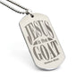 Jesus is the GOAT Matthew 28.18 Engraved Dog Tag Necklace Stainless Steel or 18k Gold w 24" Chain-Express Your Love Gifts