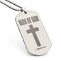 Man of God 1 Timothy 6.11 Engraved Dog Tag Necklace Stainless Steel or 18k Gold w 24" Chain-Express Your Love Gifts