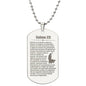 Psalm 23 Spanish Salmo 23 Engraved Dog Tag Necklace Stainless Steel or 18k Gold w 24" Chain-Express Your Love Gifts