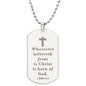 Born of God 1 John 5:1 Engraved Dog Tag Bible Necklace Stainless Steel or 18k Gold w 24" Chain-Express Your Love Gifts