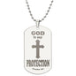 God is My Protection Psalm 91 Engraved Dog Tag Necklace Stainless Steel or 18k Gold w 24" Chain-Express Your Love Gifts