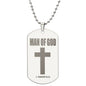 Man of God 1 Timothy 6.11 Engraved Dog Tag Necklace Stainless Steel or 18k Gold w 24" Chain-Express Your Love Gifts